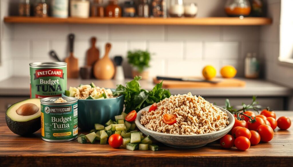 Budget-friendly tuna bowl ingredients