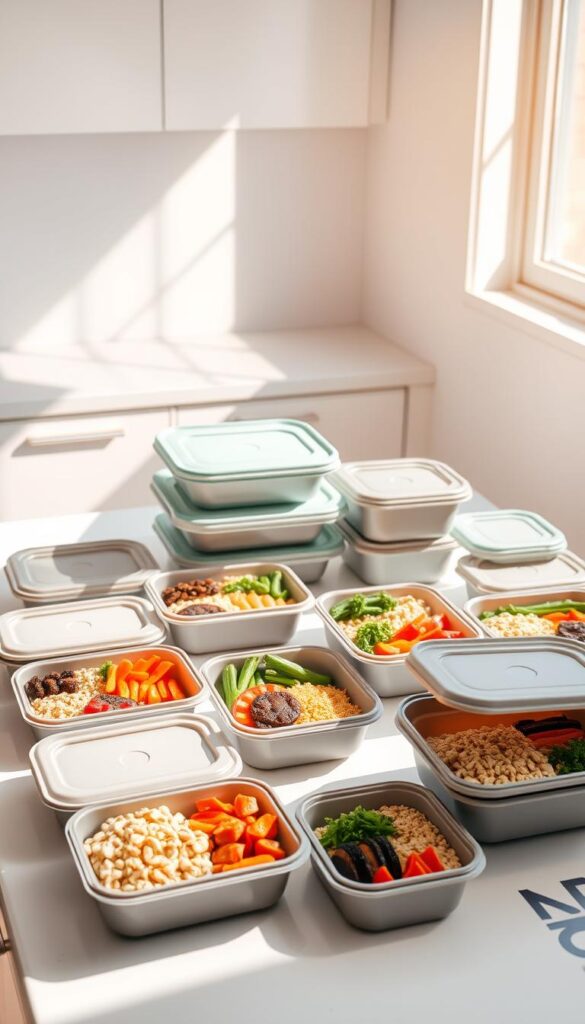 Meal-prepped containers for diet adherence