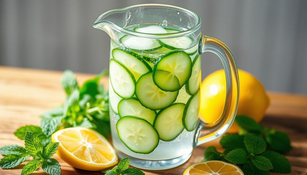 refreshing cucumber water pitcher